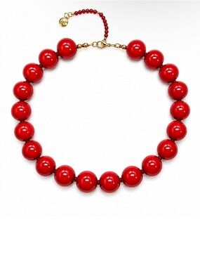 Genuine Red Agate Bead Necklace with Gold Accents - statement jewelry by Mayamar